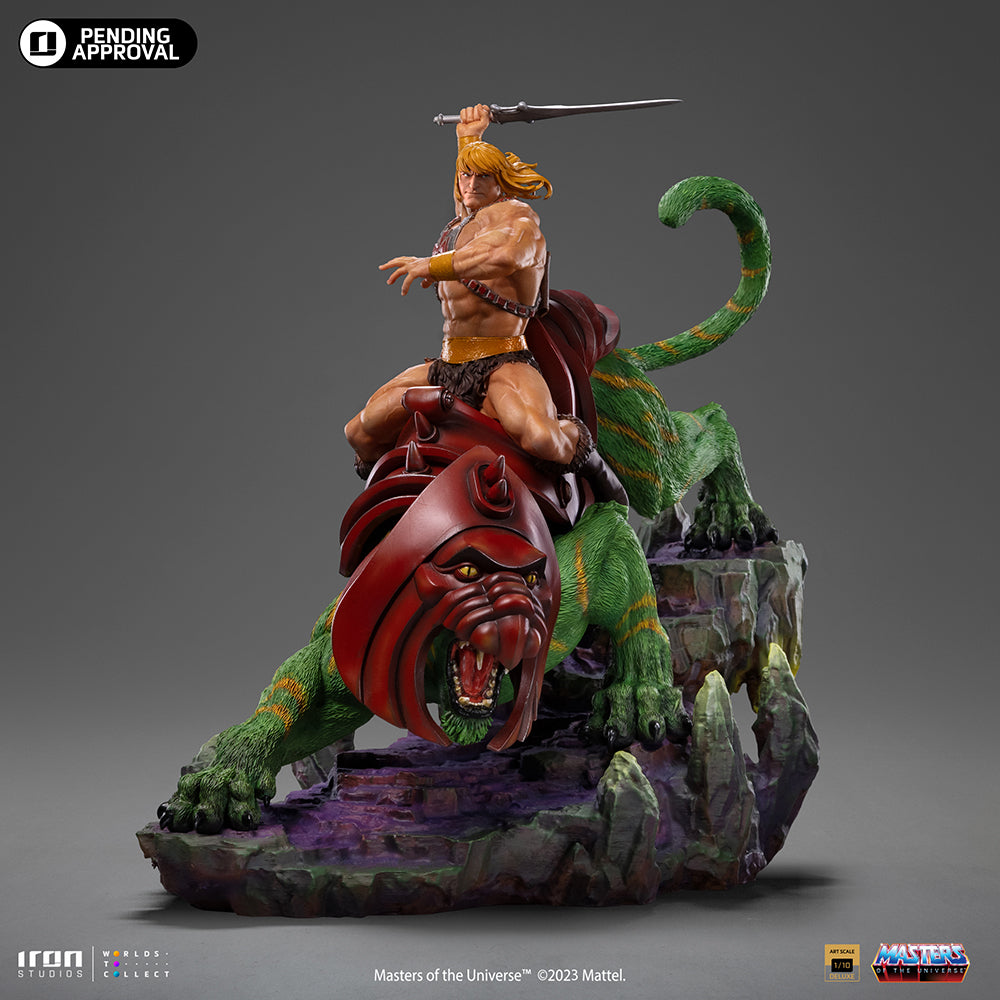 Estátua He-Man e o Gato Guerreiro Deluxe - He-Man e os Mestres do Universo - Art Scale 1/10 - Iron Studios