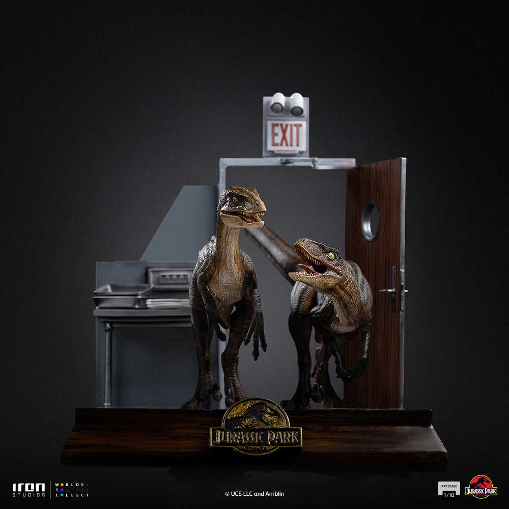 Voucher Pré-venda - Estátua Raptors at the Kitchen’s Door – Jurassic Park – Art Scale 1/10 – Iron Studios