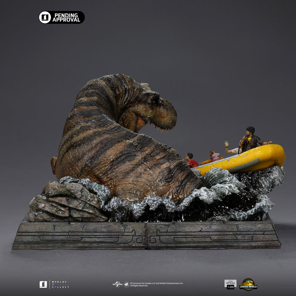 Estátua T-Rex River Scene - Jurassic World Rebirth - Demi Scale 1/20 - Iron Studios