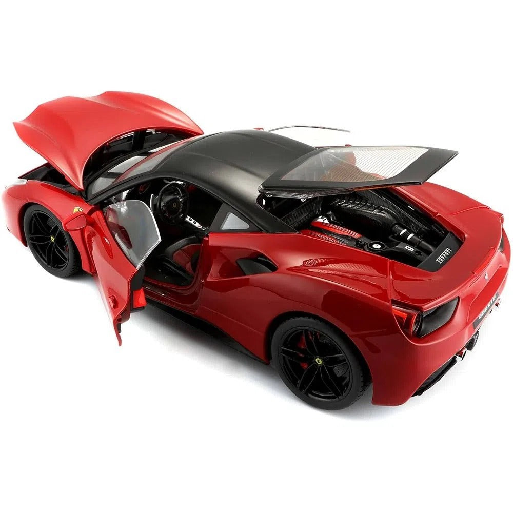 ミニカー Bburago Ferrari 488 GTB 1/18 Veiculo Ferrari 488 GTB (Preta e Vermelha) 1/18 - Burago – Iron