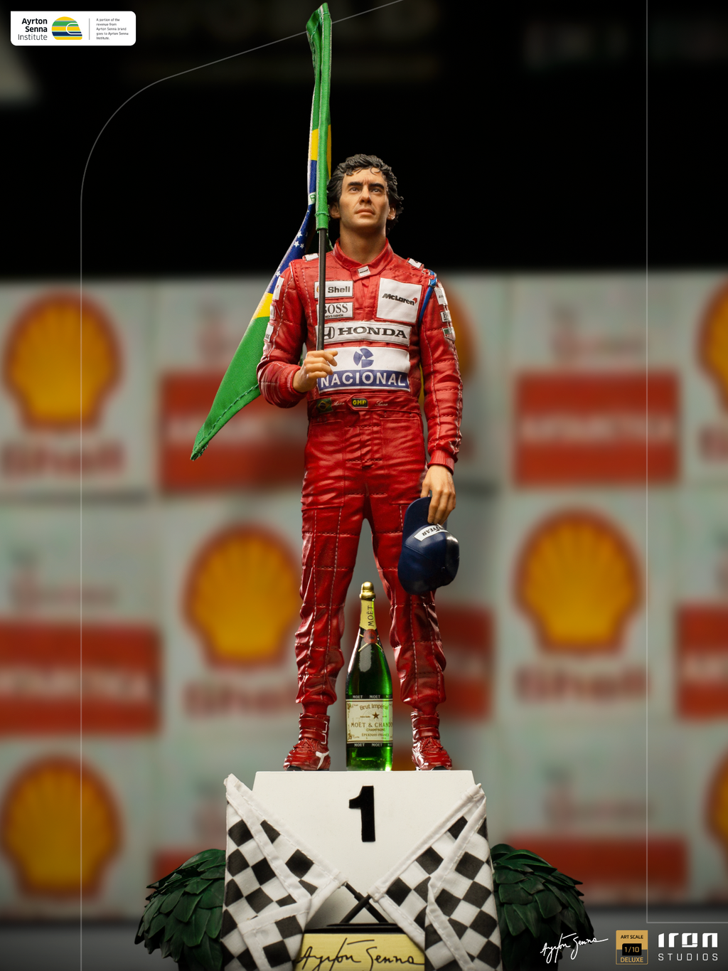 Estátua Ayrton Senna - Gp Brazil 1991 - Art Scale 1/10 - Iron Studios
