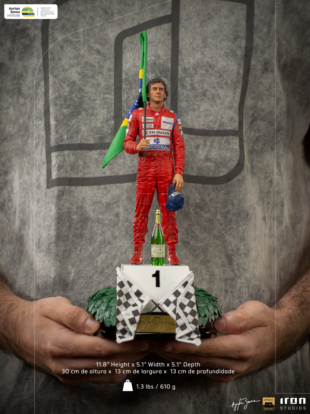 Estátua Ayrton Senna - Gp Brazil 1991 - Art Scale 1/10 - Iron Studios