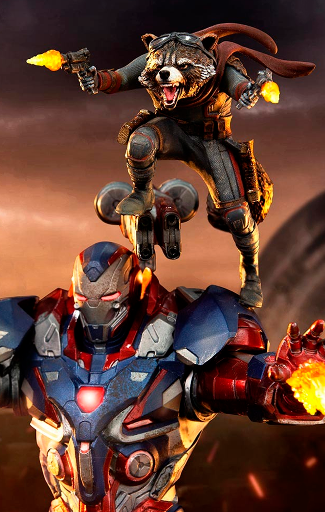 Estátua Iron Patriot & Rocket - Avengers: Endgame - Bds Art Scale 1/10 - Iron Studios