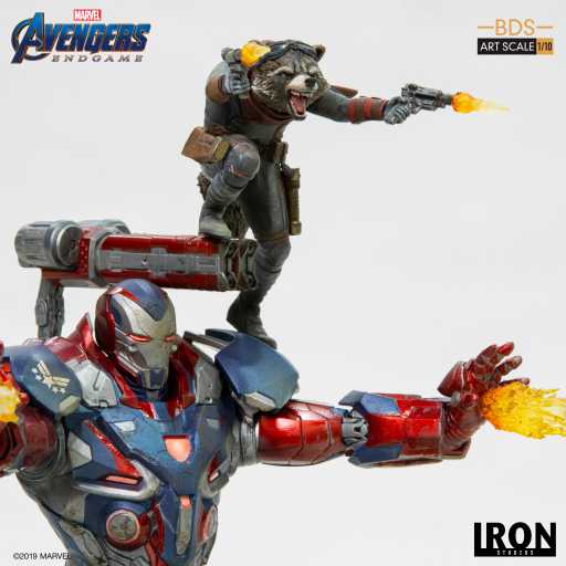 Estátua Iron Patriot & Rocket - Avengers: Endgame - Bds Art Scale 1/10 - Iron Studios