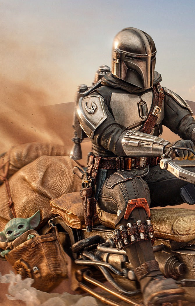 Estátua The Mandalorian on Speederbike Deluxe - The Mandalorian - Art Scale 1/10 - Iron Studios