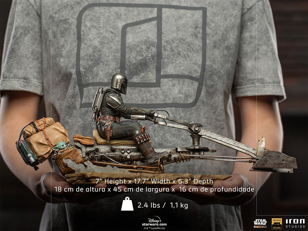 Estátua The Mandalorian on Speederbike Deluxe - The Mandalorian - Art Scale 1/10 - Iron Studios