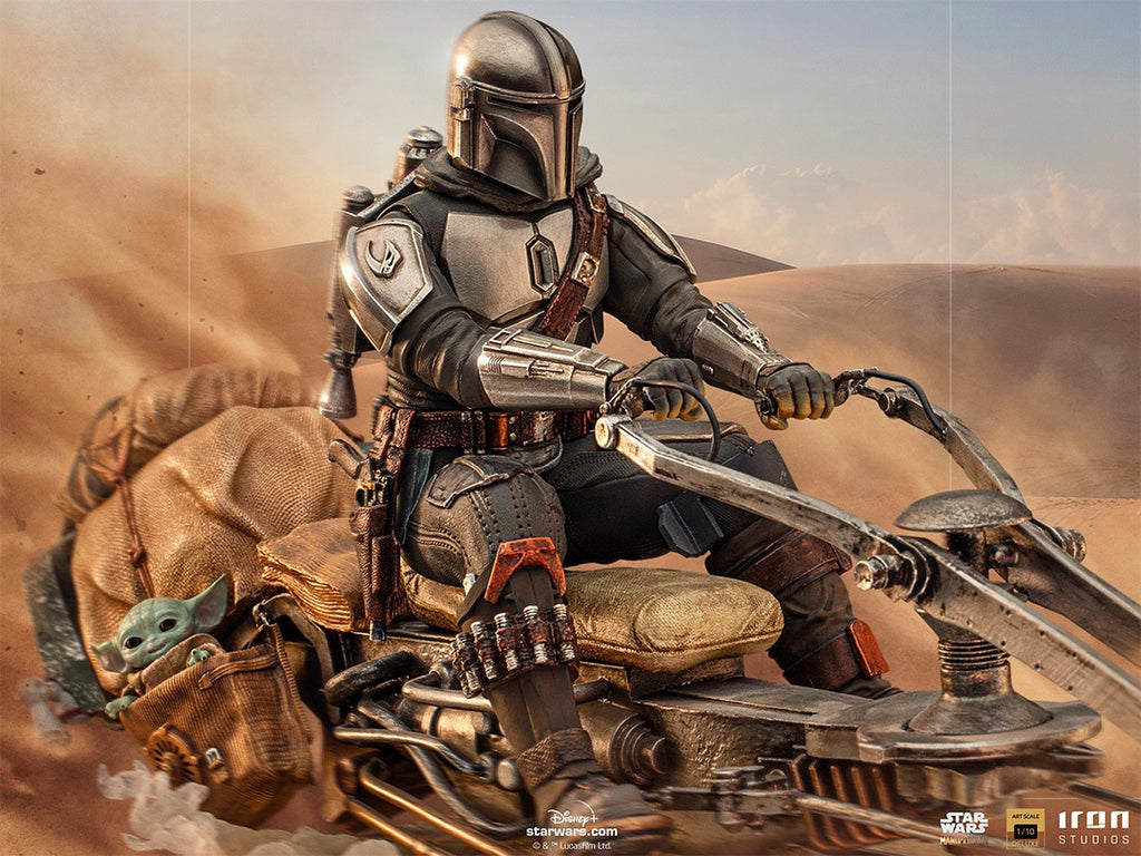 Estátua The Mandalorian on Speederbike Deluxe - The Mandalorian - Art Scale 1/10 - Iron Studios