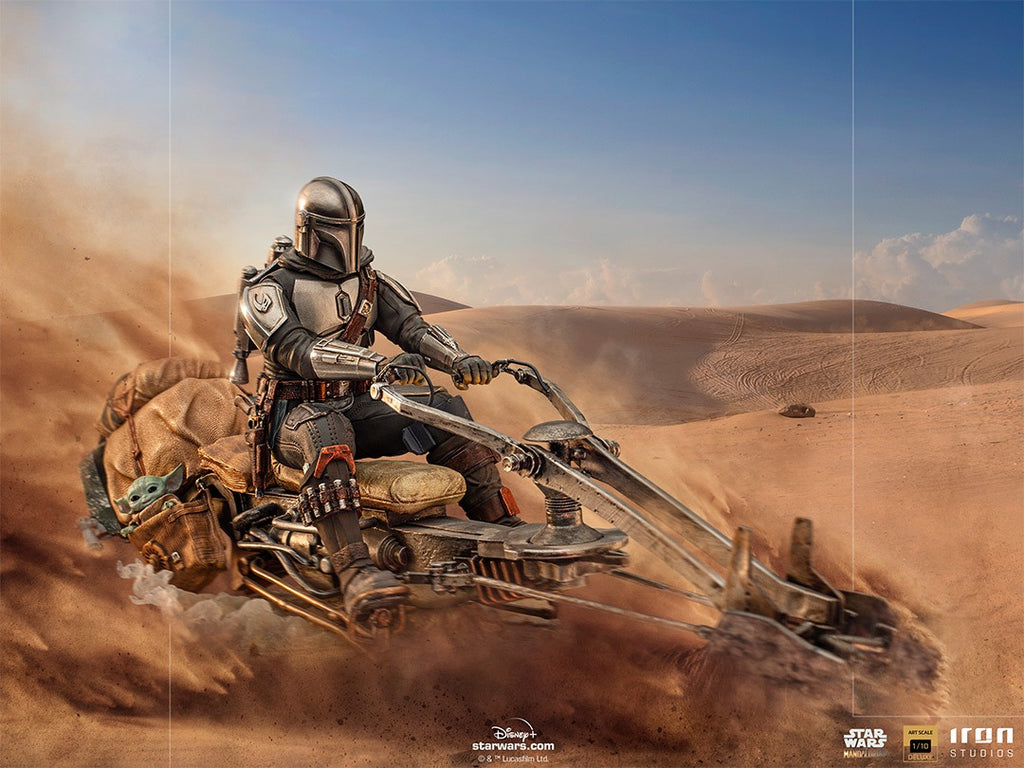 Estátua The Mandalorian on Speederbike Deluxe - The Mandalorian - Art Scale 1/10 - Iron Studios