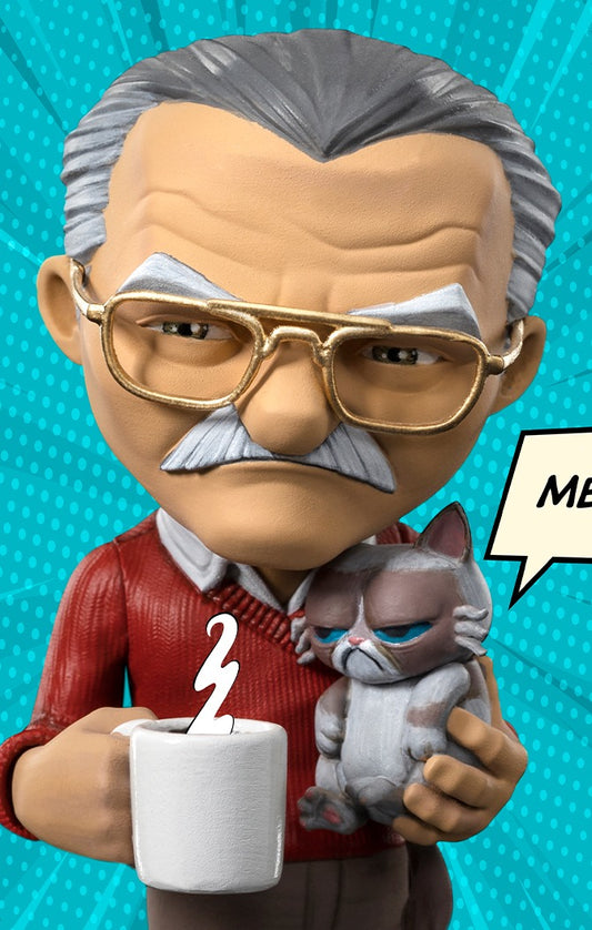 Estátua Stan Lee e a Gata Rabugenta - Pow - MiniCo - Iron Studios