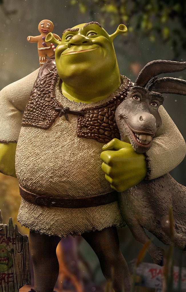 Estátua Shrek, Burro e Biscoito Deluxe - Shrek - Art Scale 1/10 - Iron Studios