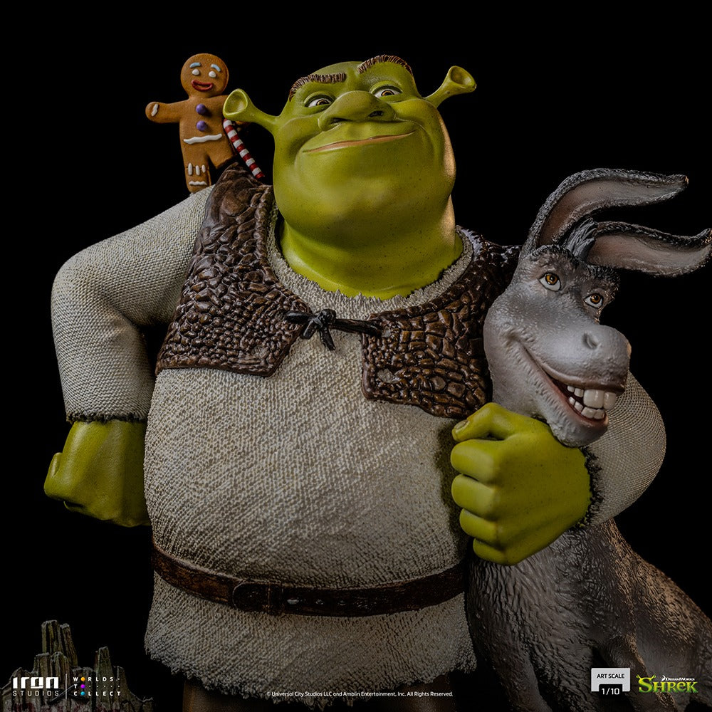 Estátua Shrek, Burro e Biscoito Deluxe - Shrek - Art Scale 1/10 - Iron Studios