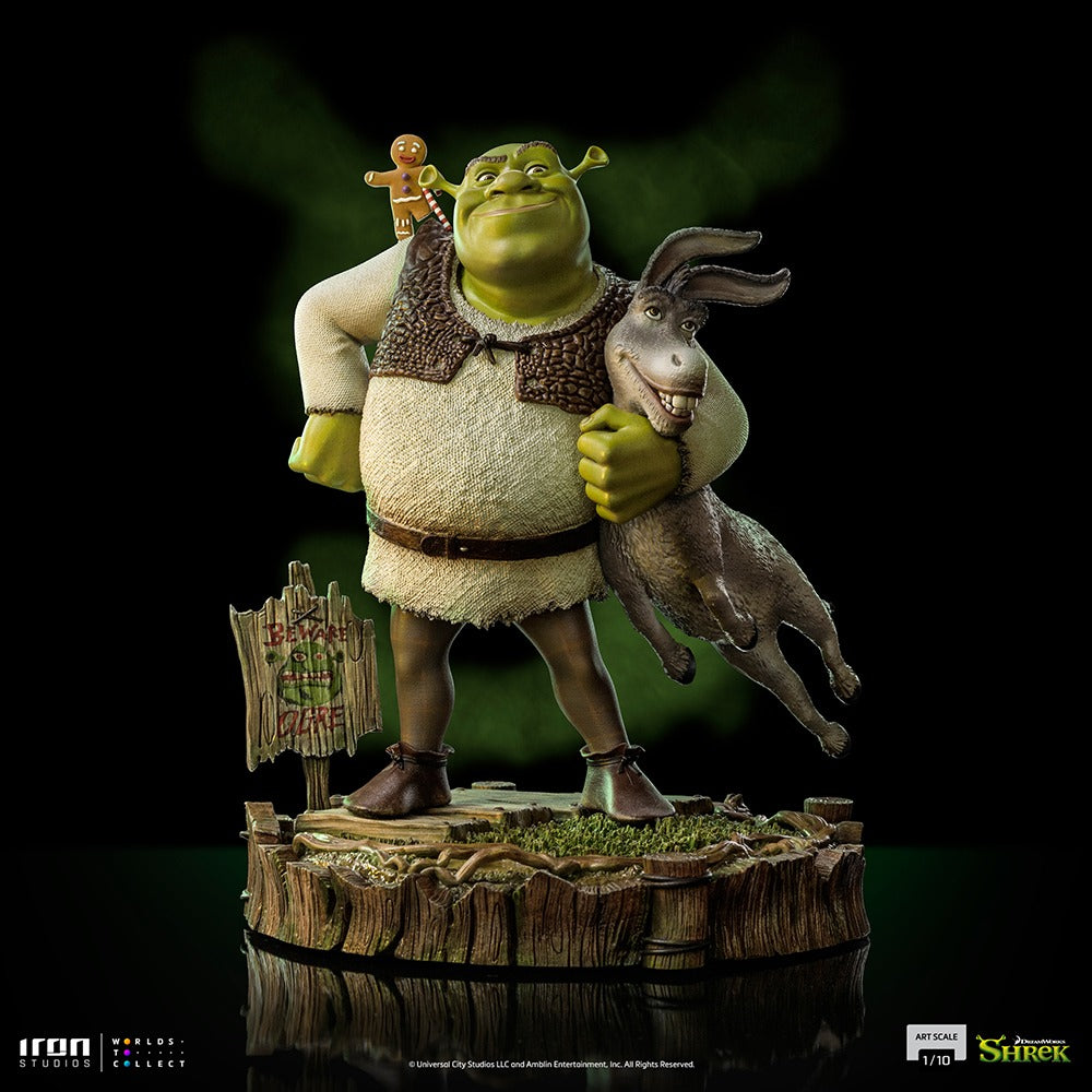 Estátua Shrek, Burro e Biscoito Deluxe - Shrek - Art Scale 1/10 - Iron Studios