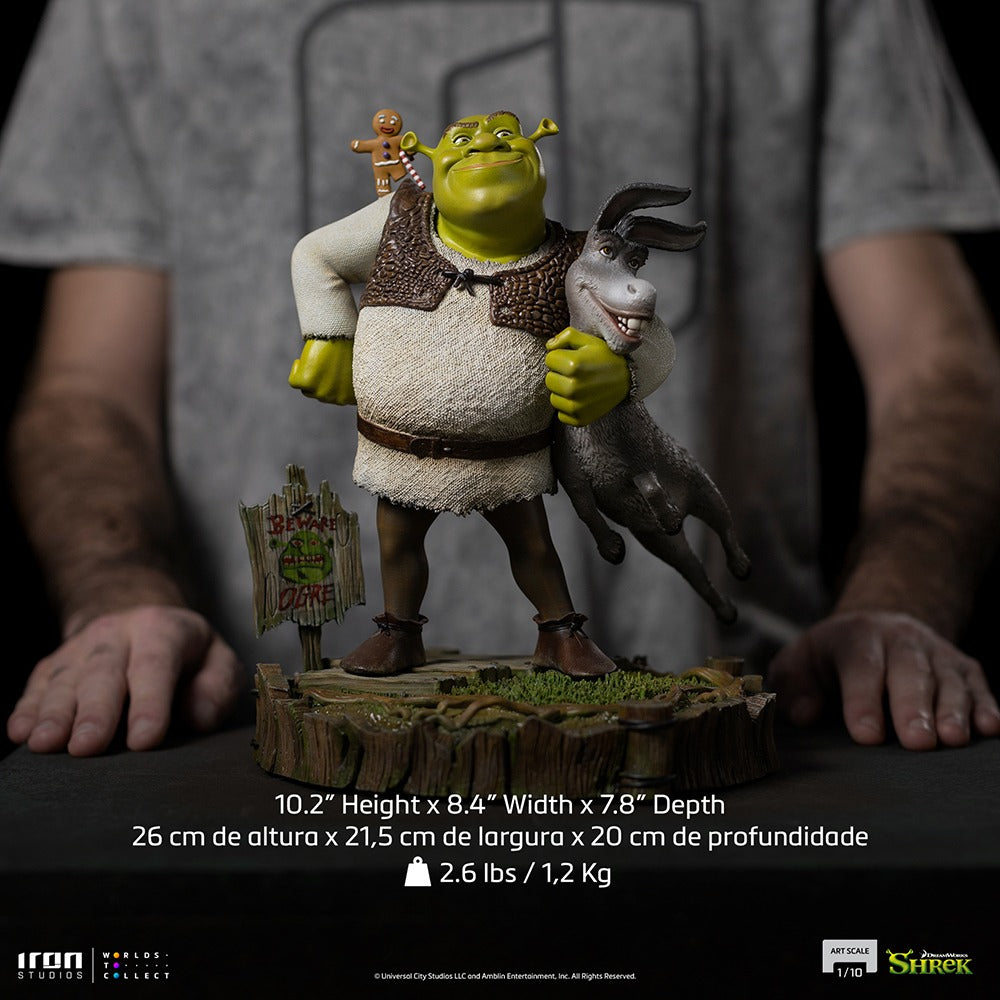 Estátua Shrek, Burro e Biscoito Deluxe - Shrek - Art Scale 1/10 - Iron Studios
