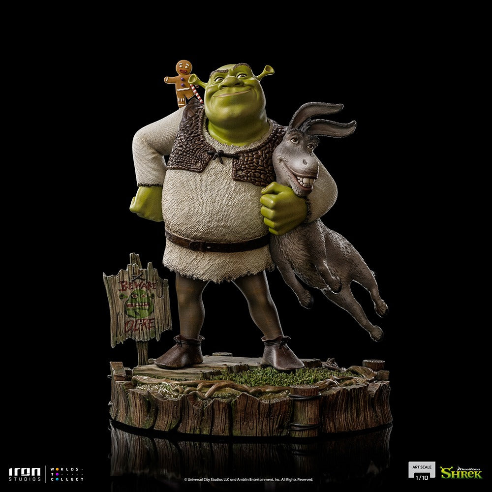 Estátua Shrek, Burro e Biscoito Deluxe - Shrek - Art Scale 1/10 - Iron Studios