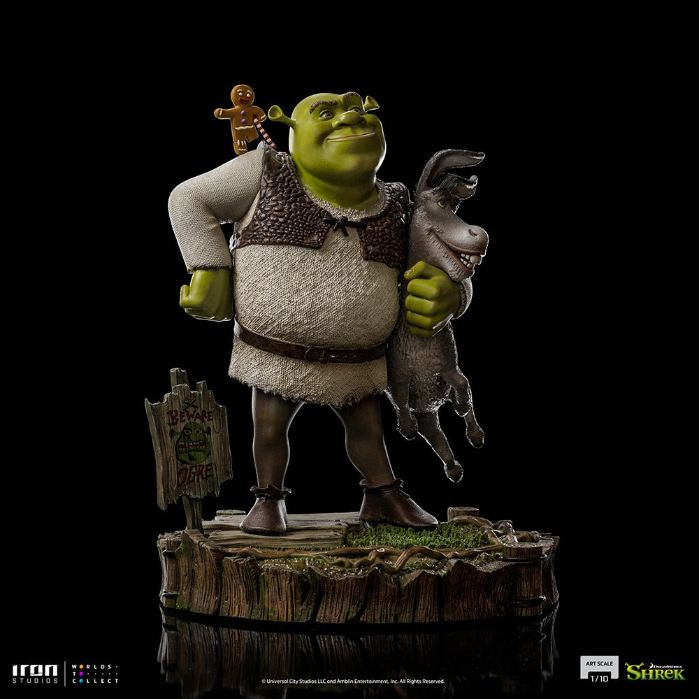 Estátua Shrek, Burro e Biscoito Deluxe - Shrek - Art Scale 1/10 - Iron Studios