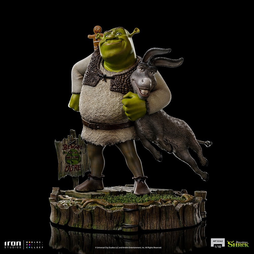 Estátua Shrek, Burro e Biscoito Deluxe - Shrek - Art Scale 1/10 - Iron Studios