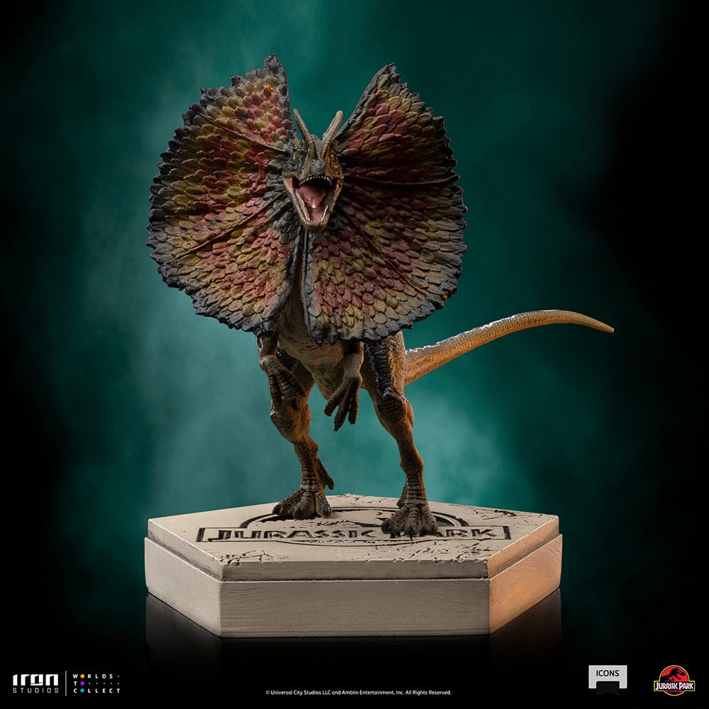 Estátua Dilofossauro - Jurassic Park - Icons - Iron Studios
