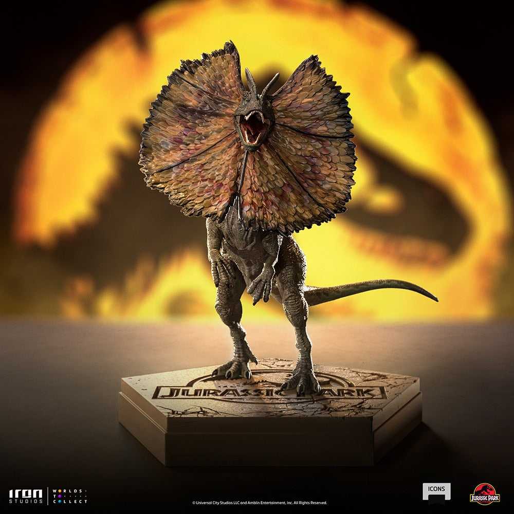 Estátua Dilofossauro - Jurassic Park - Icons - Iron Studios