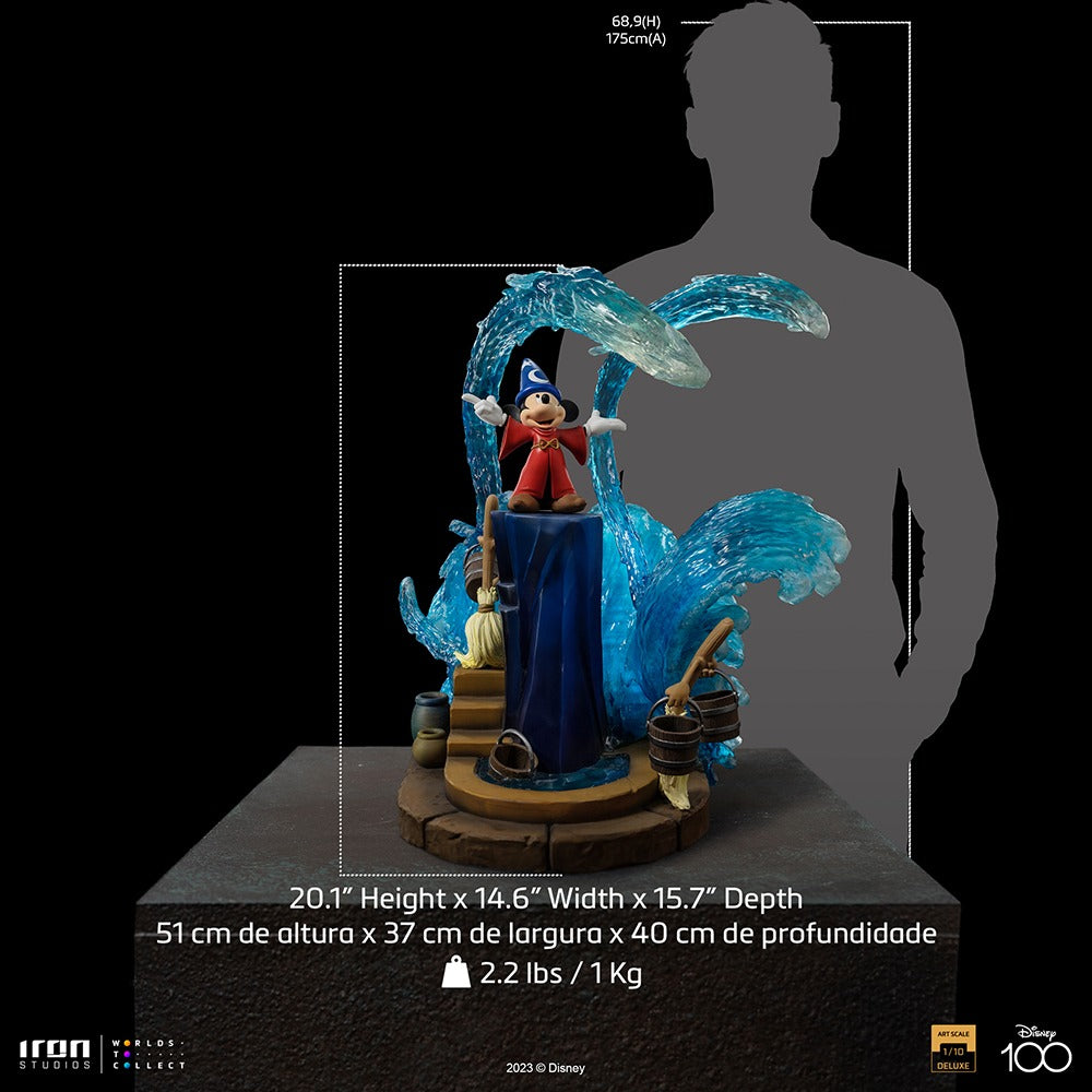 Estátua Mickey Deluxe - Disney 100th - Fantasia - Art Scale 1/10 - Iron Studios