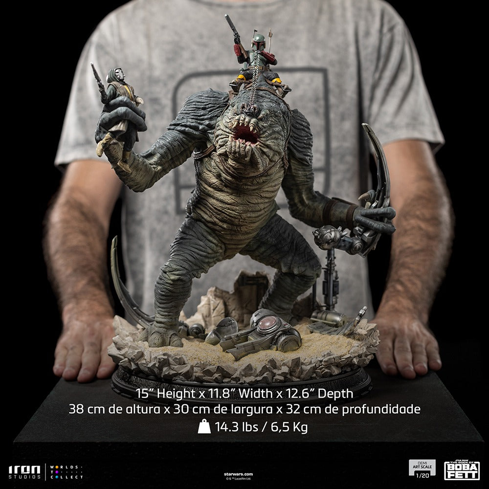 Estátua Boba Fett & Rancor - The Book of Boba Fett - Demi Scale 1/20 - Iron Studios