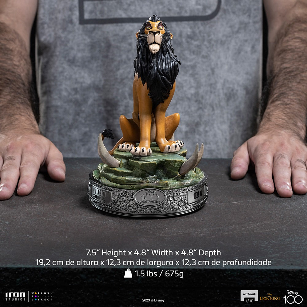 Estátua Scar 100 Years - Disney 100th - O Rei Leão - Art Scale 1/10 - Iron Studios