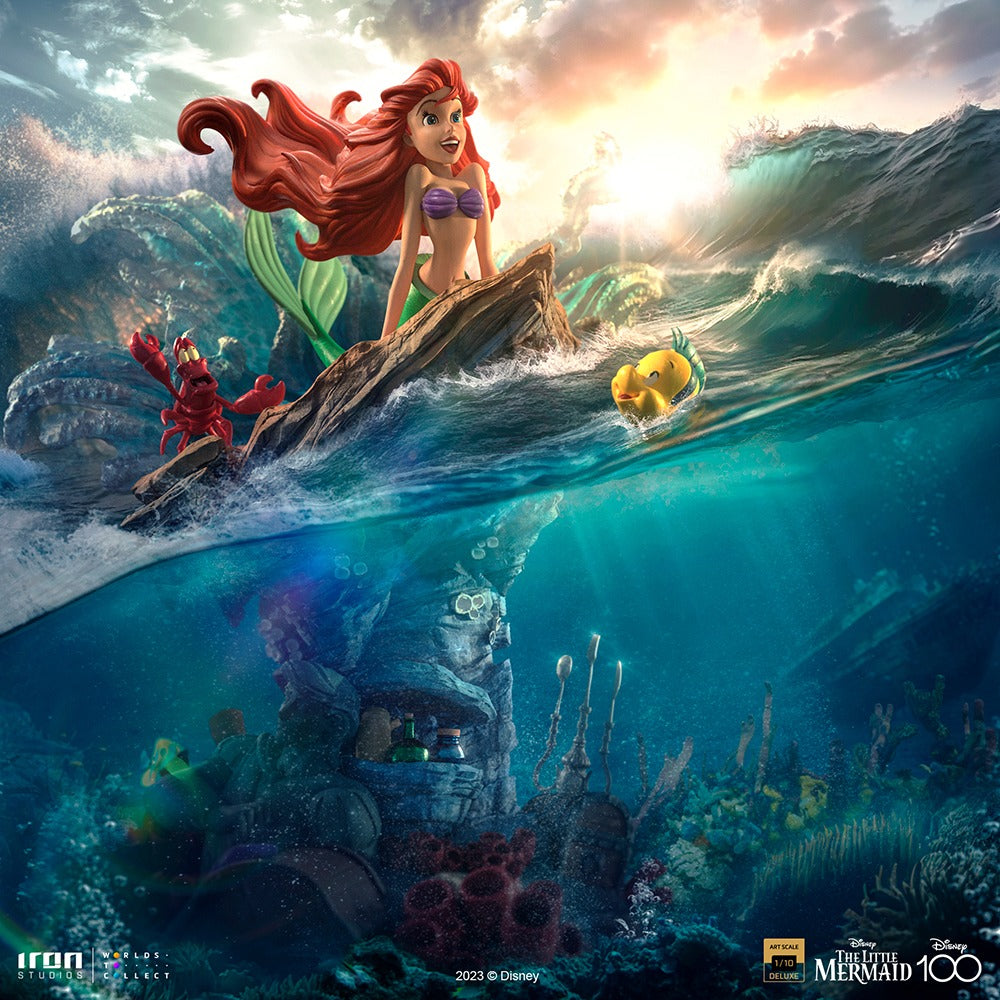 Estátua Pequena Sereia Deluxe - Disney 100Th - Pequena Sereia - Art Scale 1/10 - Iron Studios