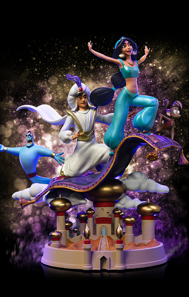 Estátua Aladdin and Jasmine Deluxe - Disney 100TH - Aladdin - Art Scale 1/10 - Iron Studios