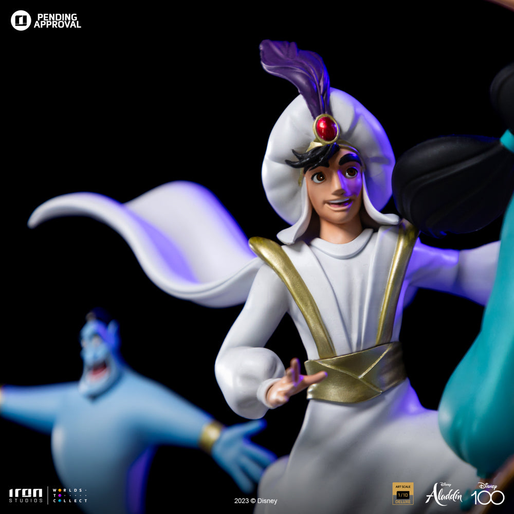 Estátua Aladdin and Jasmine Deluxe - Disney 100TH - Aladdin - Art Scale 1/10 - Iron Studios