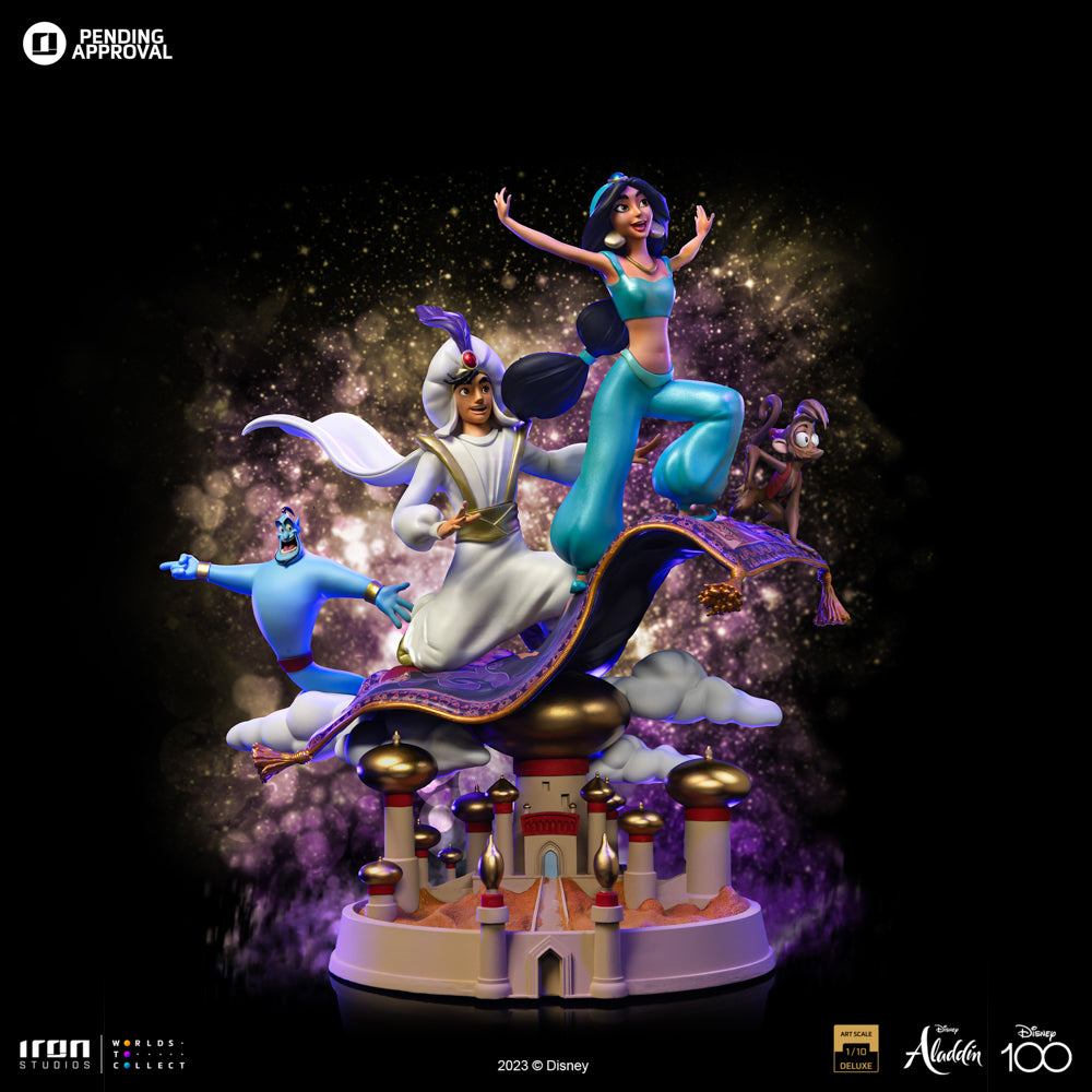 その他 Disney Parks Aladdin Collectible Figures Estátua Aladdin and Jasmine Deluxe - Disney 100TH - Aladdin - Art