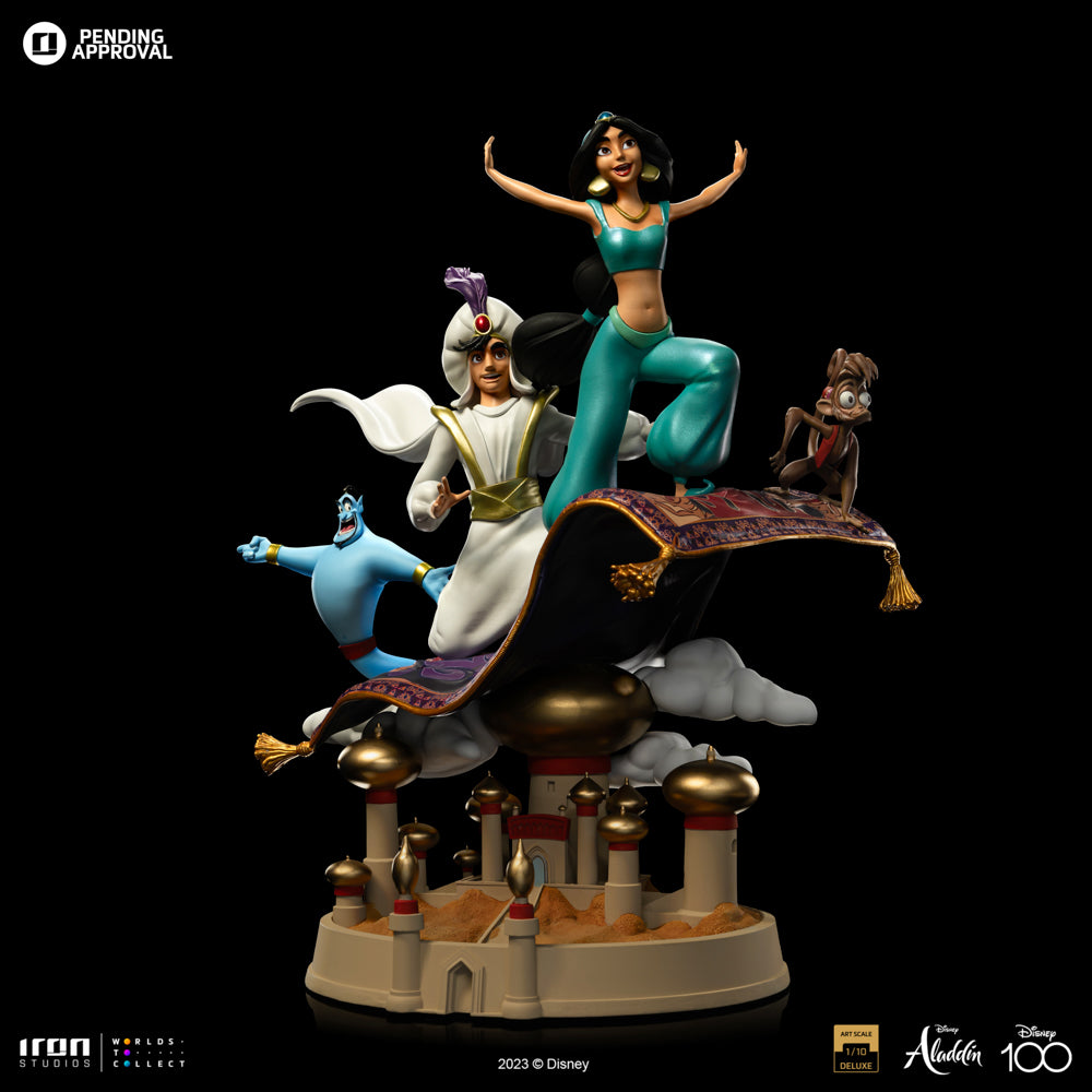 Estátua Aladdin and Jasmine Deluxe - Disney 100TH - Aladdin - Art Scale 1/10 - Iron Studios