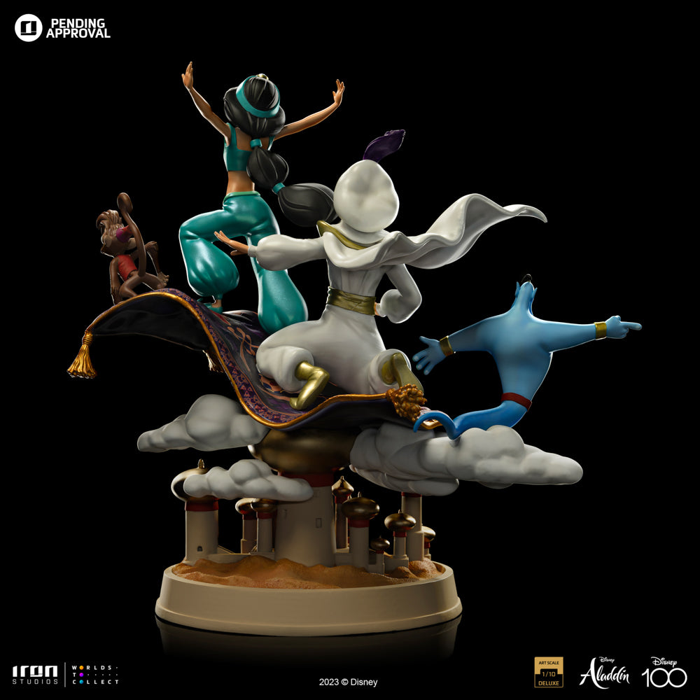 Estátua Aladdin and Jasmine Deluxe - Disney 100TH - Aladdin - Art Scale 1/10 - Iron Studios
