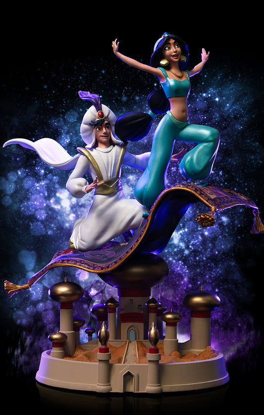 Estátua Aladdin and Jasmine - Disney 100TH - Aladdin - Art Scale 1/10 - Iron Studios