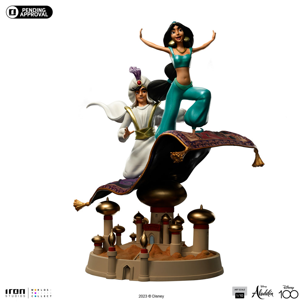 Estátua Aladdin and Jasmine - Disney 100TH - Aladdin - Art Scale 1/10 - Iron Studios
