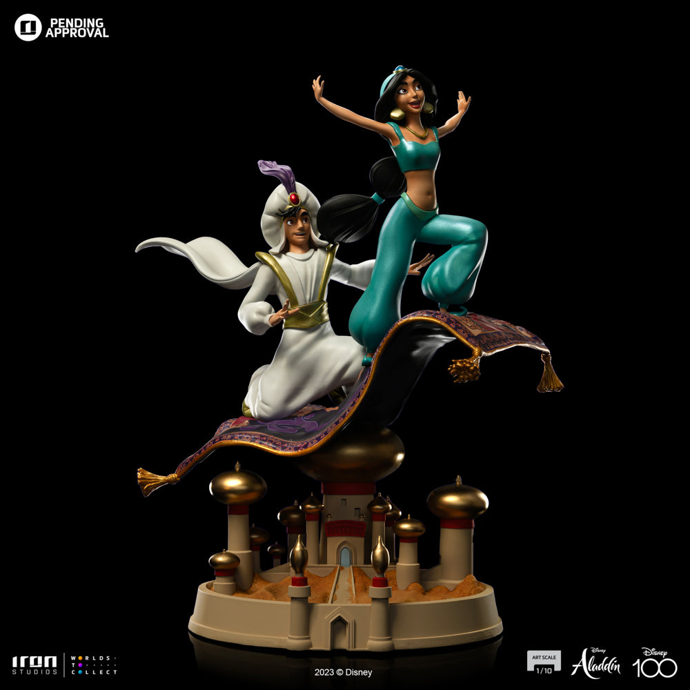 Estátua Aladdin and Jasmine - Disney 100TH - Aladdin - Art Scale 1/10 - Iron Studios