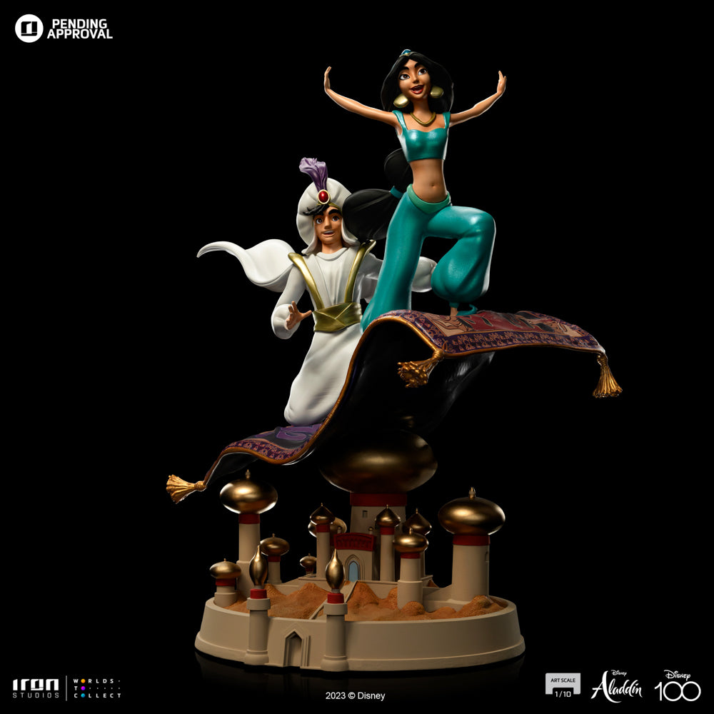 Estátua Aladdin and Jasmine - Disney 100TH - Aladdin - Art Scale 1/10 - Iron Studios