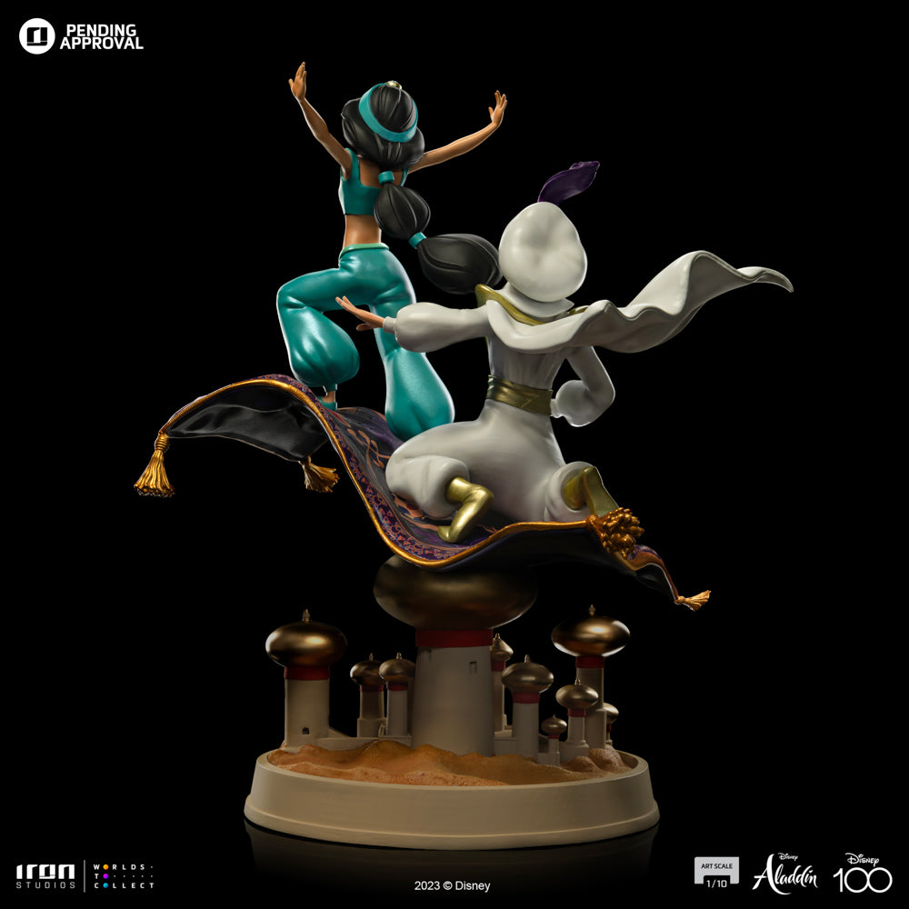 Estátua Aladdin and Jasmine - Disney 100TH - Aladdin - Art Scale 1/10 - Iron Studios