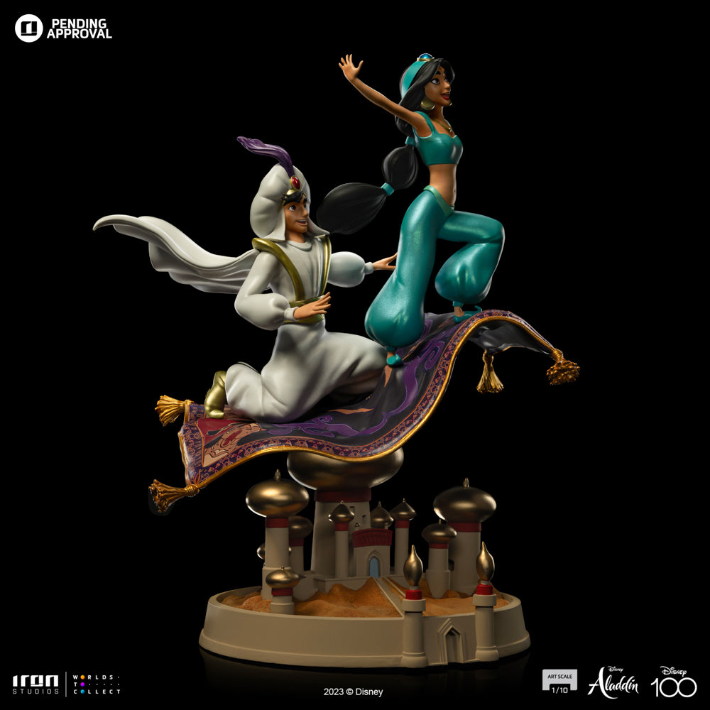 Estátua Aladdin and Jasmine - Disney 100TH - Aladdin - Art Scale 1/10 - Iron Studios