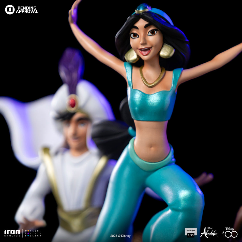Estátua Aladdin and Jasmine - Disney 100TH - Aladdin - Art Scale 1/10 - Iron Studios
