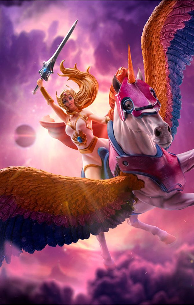 Estátua She-ra e Ventania Deluxe - He-man e os Mestres do Universo - Art Scale 1/10 - Iron Studios