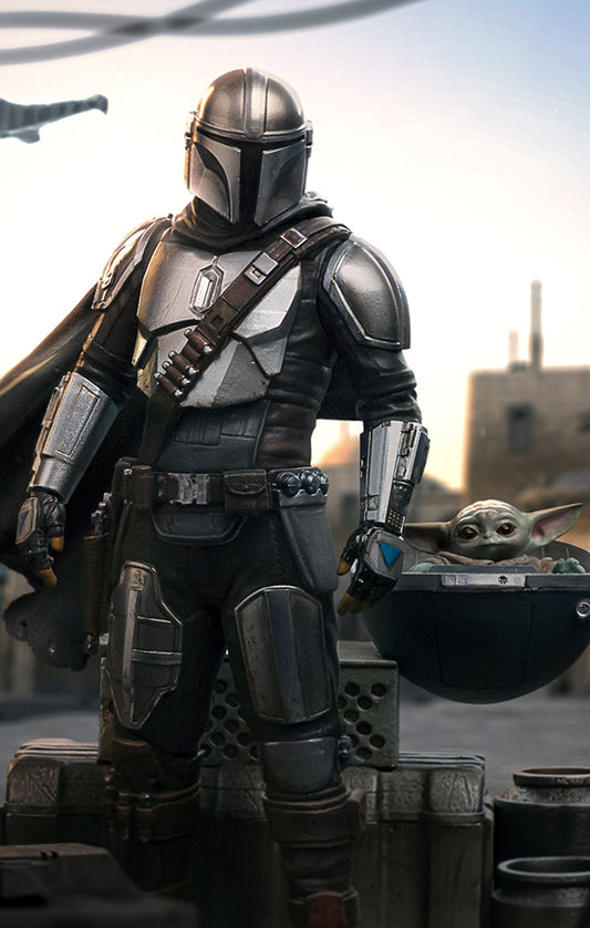 Estátua Din Djarin and Din Grogu - The Mandalorian - Art Scale 1/10 - Iron Studios