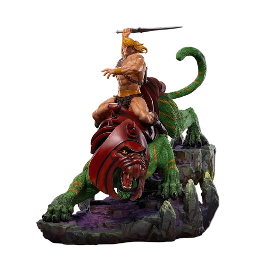 Estátua He-Man e o Gato Guerreiro Deluxe - He-Man e os Mestres do Universo - Art Scale 1/10 - Iron Studios