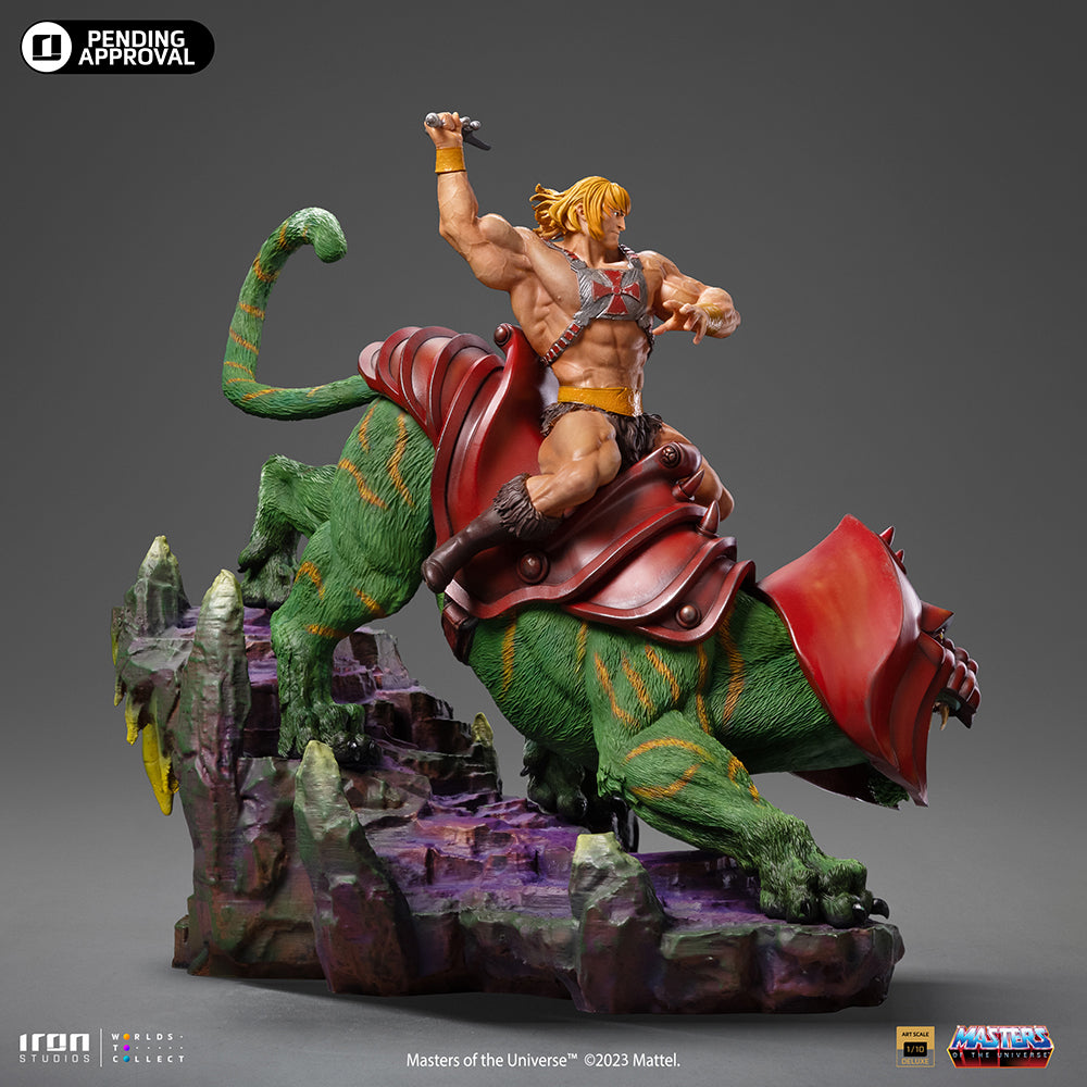Estátua He-Man e o Gato Guerreiro Deluxe - He-Man e os Mestres do Universo - Art Scale 1/10 - Iron Studios