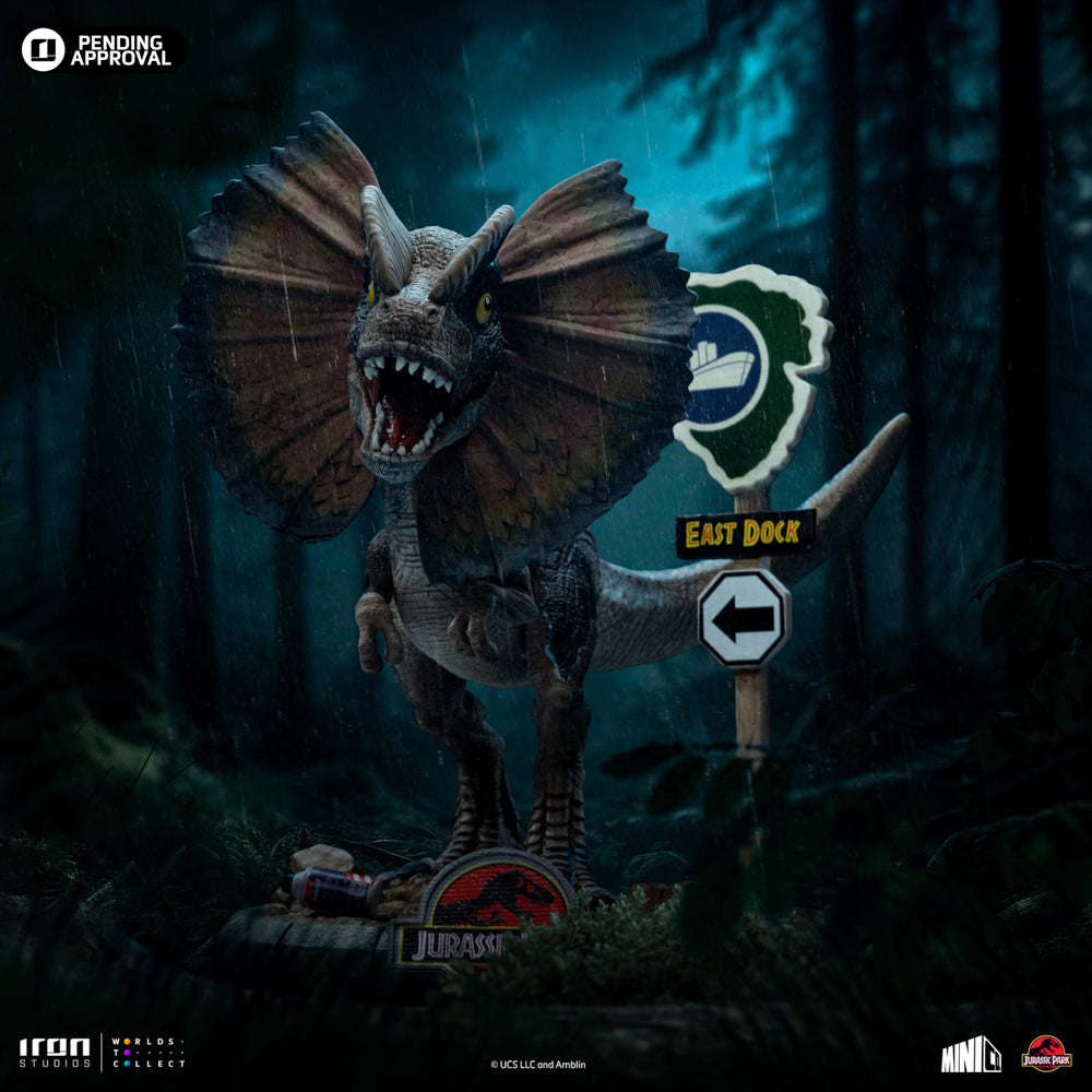 Estátua Dilofossauro - Jurassic Park - MiniCo - Iron Studios