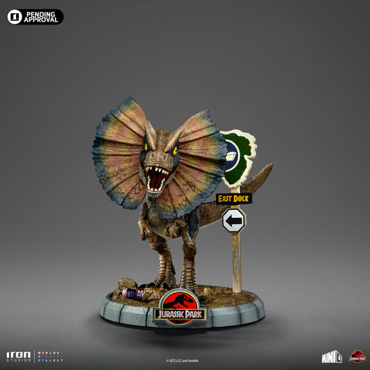 Estátua Dilofossauro - Jurassic Park - MiniCo - Iron Studios