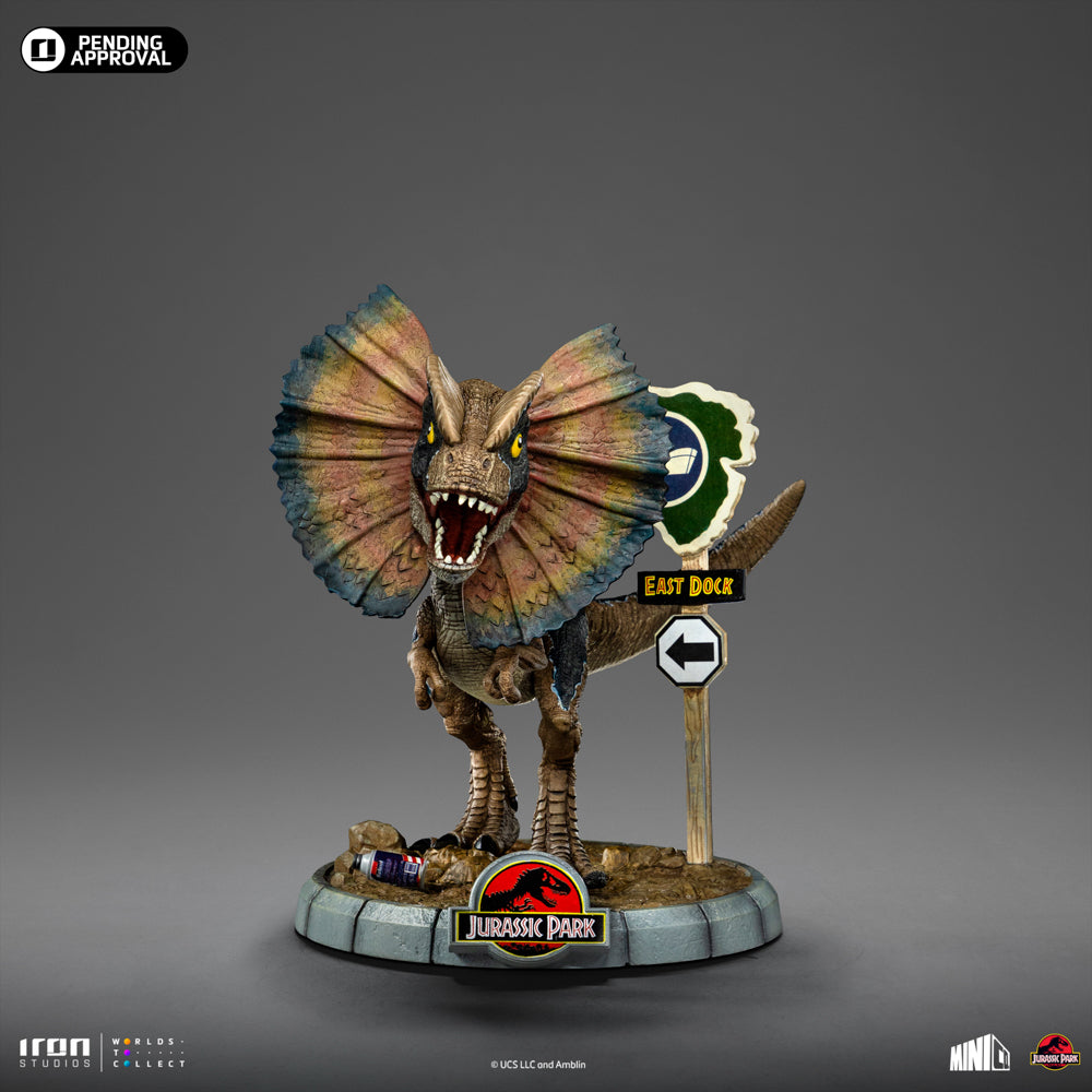 Estátua Dilofossauro - Jurassic Park - MiniCo - Iron Studios