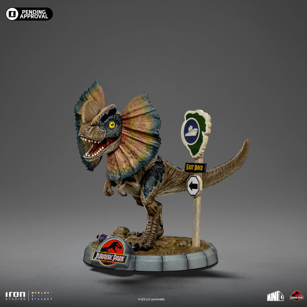 Estátua Dilofossauro - Jurassic Park - MiniCo - Iron Studios