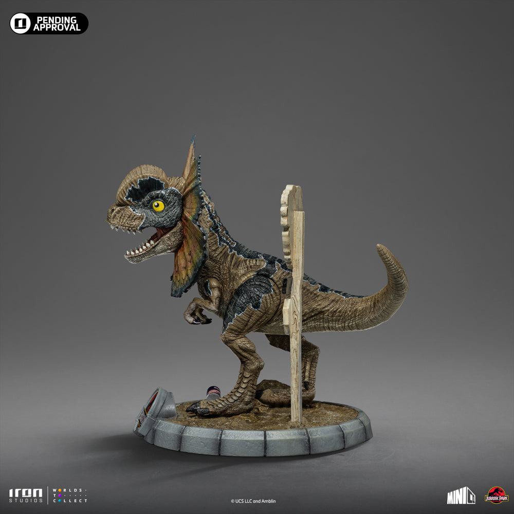 Estátua Dilofossauro - Jurassic Park - MiniCo - Iron Studios