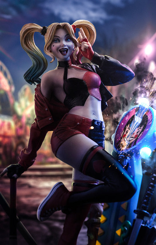 Estátua Arlequina Deluxe Gotham City Sirens - DC Comics - Art Scale 1/10 - Iron Studios