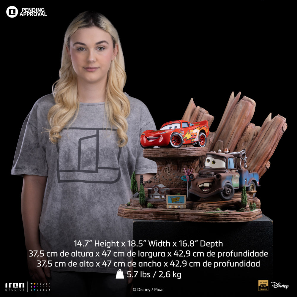 Estátua Relâmpago Mcqueen & Mate Deluxe - Carros - Art Scale 1/10 Iron Studios