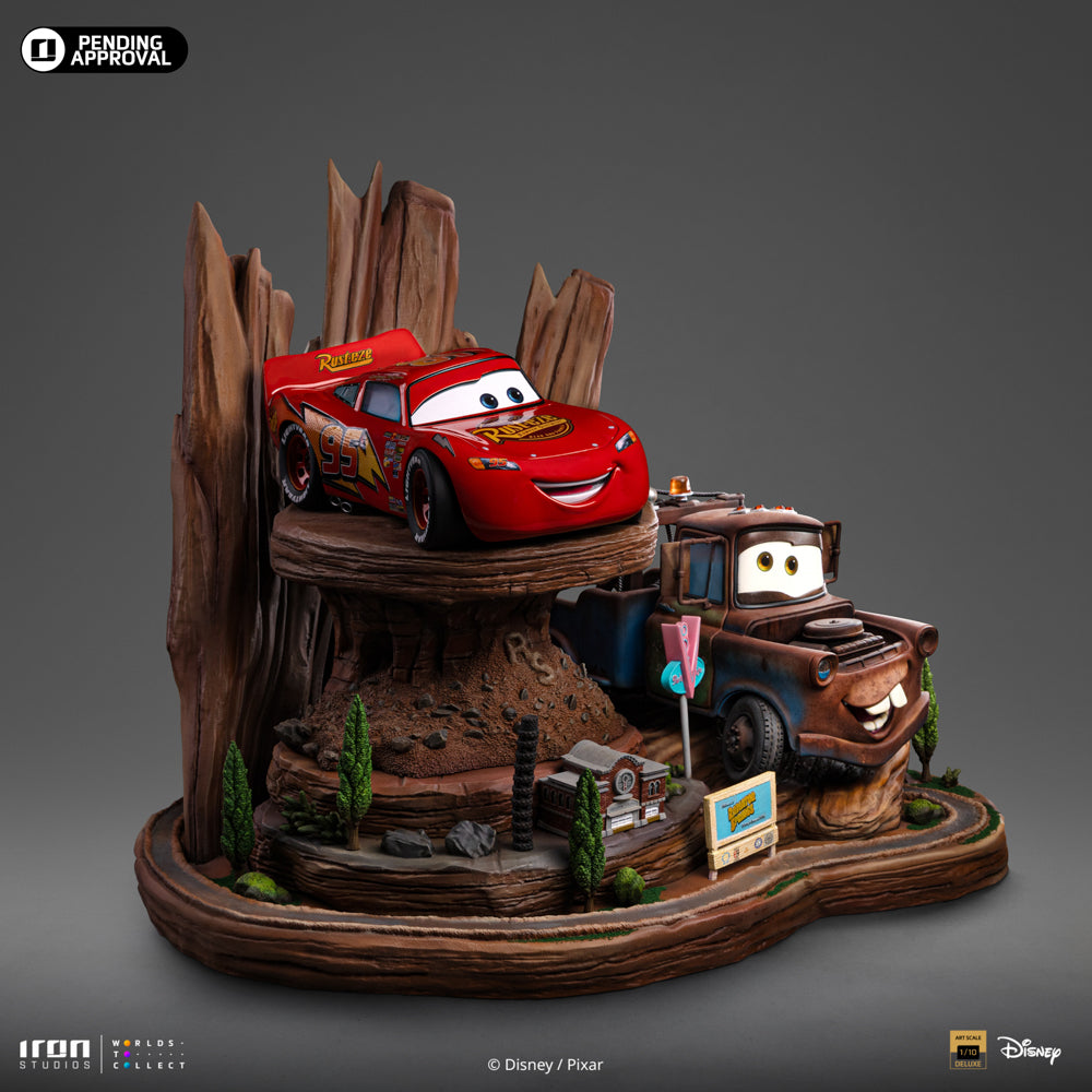 Estátua Relâmpago Mcqueen & Mate Deluxe - Carros - Art Scale 1/10 Iron Studios